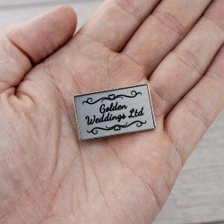 Personalised 33x20mm Silver Metal Pin Brooch Name Badges Personalised 33x20mm Silver Metal Pin Brooch Name Badges