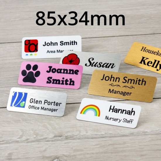 Personalised 85x34mm Metal Name Badges