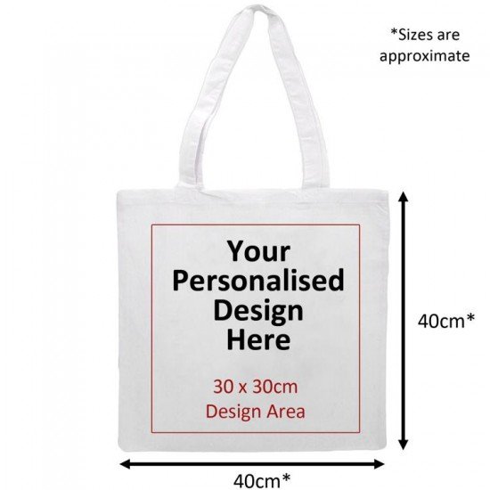 Personalised White Tote Shopping Bag - DOUBLE SIDED