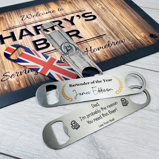 Personalised Bar Blade Bottle Opener - DOUBLE SIDED Personalised Bar Blade Bottle Opener - DOUBLE SIDED