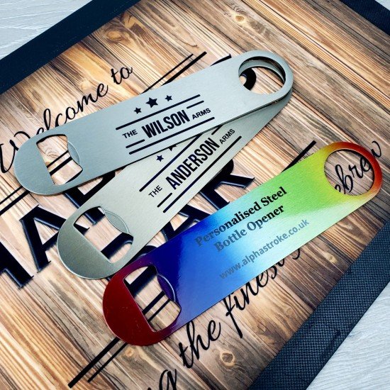 Personalised Bar Blade Bottle Opener - DOUBLE SIDED Personalised Bar Blade Bottle Opener - DOUBLE SIDED