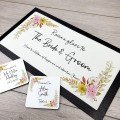 Personalised Wedding Mr & Mrs Bar Mat - Yellow Floral Personalised Wedding Mr & Mrs Bar Mat - Yellow Floral