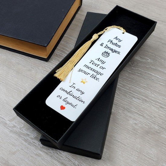 Personalised White Metal Bookmark With Tassel