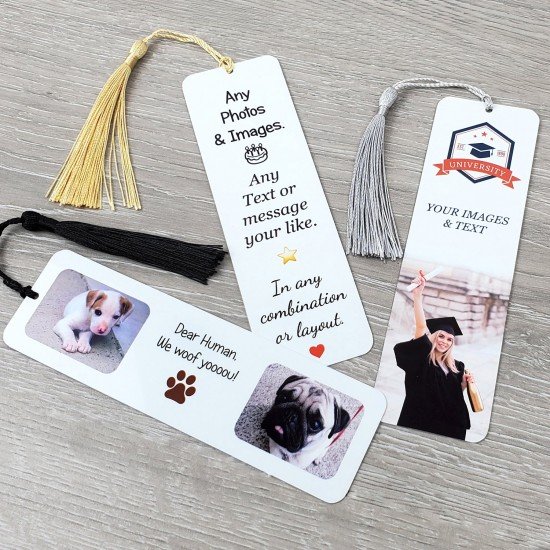 Personalised White Metal Bookmark With Tassel