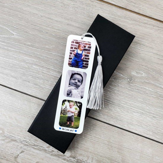 Personalised 3 Photo Collage Metal Bookmark - Portrait Personalised 3 Photo Collage Metal Bookmark - Portrait