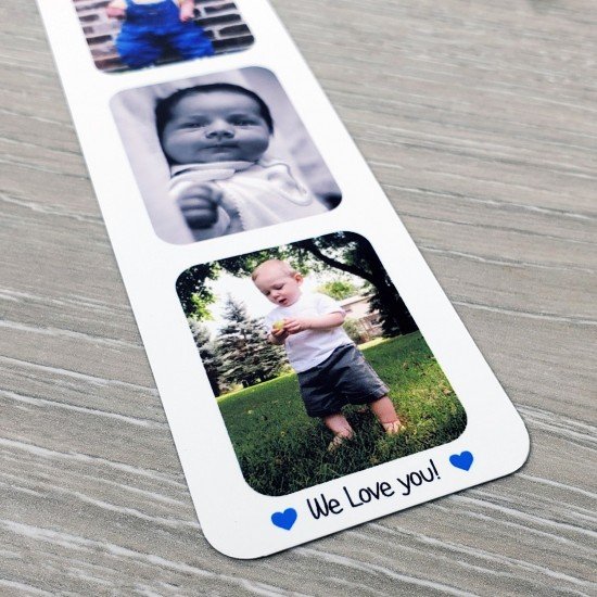 Personalised 3 Photo Collage Metal Bookmark - Portrait