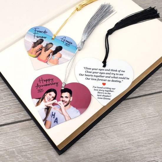 Personalised Metal Heart Photo & Text Bookmark Personalised Metal Heart Photo & Text Bookmark