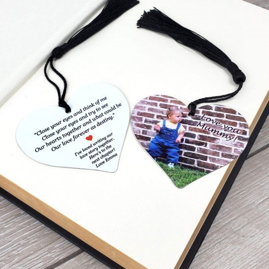 Personalised Metal Heart Photo & Text Bookmark Personalised Metal Heart Photo & Text Bookmark