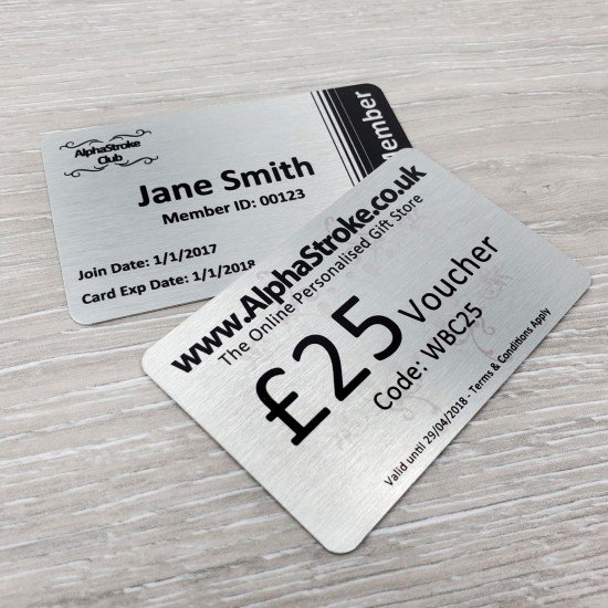 Personalised Metal Membership/ Loyalty Cards - SINGLE SIDED