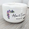 Personalised Floral Lilac Wedding Couple Candle Holder