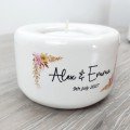 Personalised Floral Yellow/Pink Wedding Couple Candle Holder