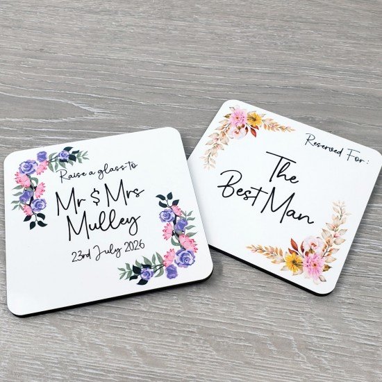 Personalised Square 9cm Wooden Coaster
