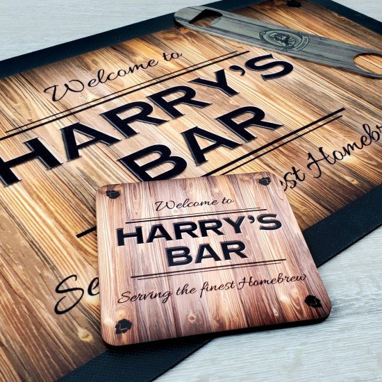 Personalised Square 9cm Wooden Coaster