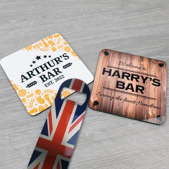 Personalised Square 9cm Wooden Coaster