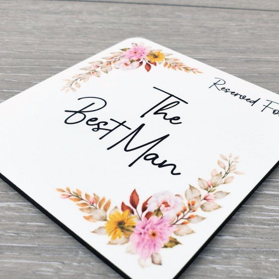 Personalised Floral Wedding Drinks Coaster - Yellow Pink Personalised Floral Wedding Drinks Coaster - Yellow Pink