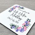 Personalised Floral Wedding Drinks Coaster - Lilac Personalised Floral Wedding Drinks Coaster - Lilac