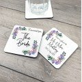 Personalised Floral Wedding Drinks Coaster - Lilac Personalised Floral Wedding Drinks Coaster - Lilac