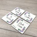 Personalised Floral Wedding Drinks Coaster - Lilac Personalised Floral Wedding Drinks Coaster - Lilac