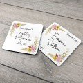 Personalised Floral Wedding Drinks Coaster - Yellow Pink Personalised Floral Wedding Drinks Coaster - Yellow Pink