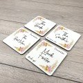 Personalised Floral Wedding Drinks Coaster - Yellow Pink Personalised Floral Wedding Drinks Coaster - Yellow Pink