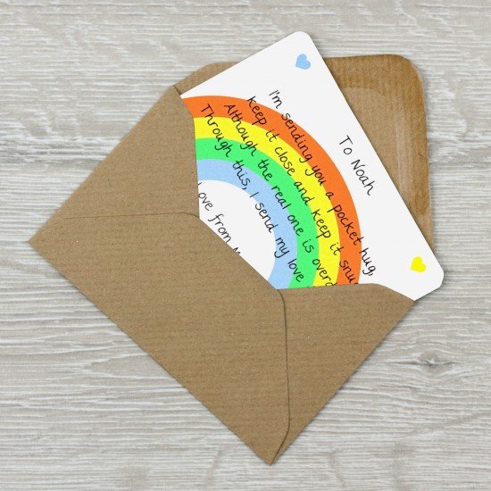 Personalised Pocket Hug Missing You Keepsake Card - SINGLE SIDED