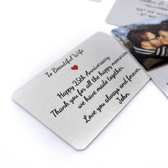 Personalised Silver Metal Keepsake Card