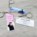 Personalised White 65x25mm Metal Keyring