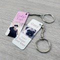 Personalised White 65x25mm Metal Keyring