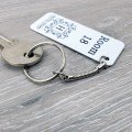 Personalised White 65x25mm Metal Keyring