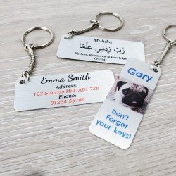 Personalised Silver 65x25mm Metal Keyring