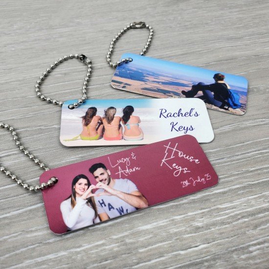 Personalised White 65x25mm Metal Tag