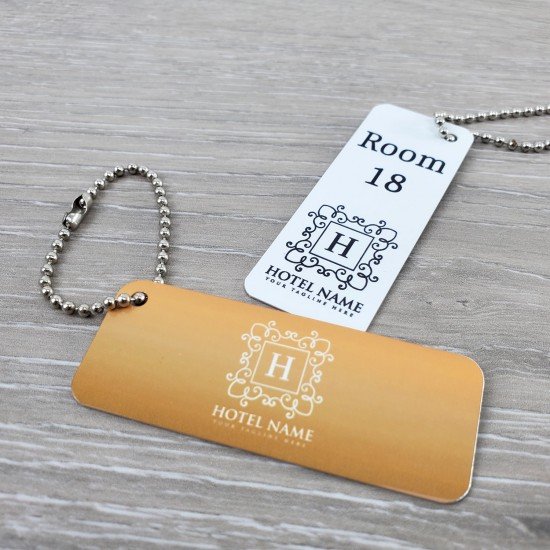 Personalised White 65x25mm Metal Tag
