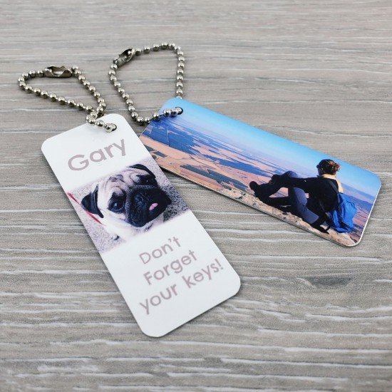 Personalised White 65x25mm Metal Tag