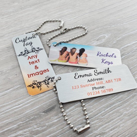 Personalised Silver 65x25mm Metal Tag Personalised Silver 65x25mm Metal Keyring