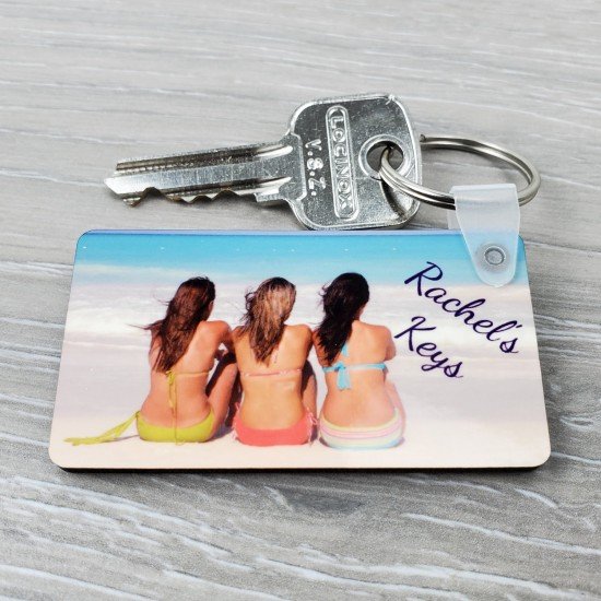 Personalised Photo & Text Keyring - DOUBLE SIDED Personalised 65x35mm Photo Keyring - DOUBLE SIDED
