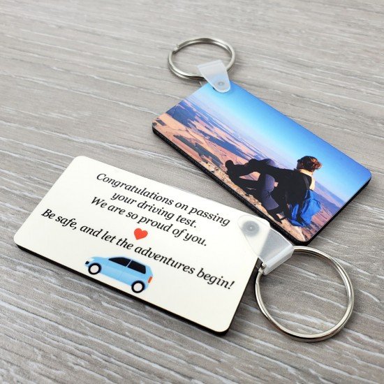 Personalised Photo & Text Keyring - DOUBLE SIDED Personalised 65x35mm Photo Keyring - DOUBLE SIDED