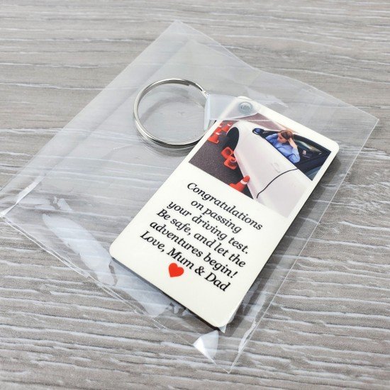 Personalised Photo & Text Keyring - DOUBLE SIDED Personalised 65x35mm Photo Keyring - DOUBLE SIDED