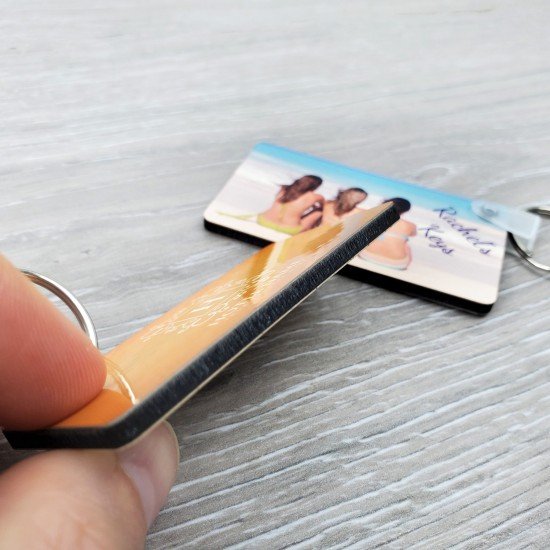 Personalised Photo & Text Keyring - DOUBLE SIDED Personalised 65x35mm Photo Keyring - DOUBLE SIDED