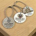 Personalised 32mm White Metal Circle Tag
