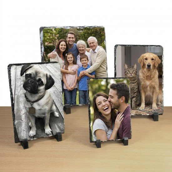 Personalised Photo Slate Rock Plaque 14x19cm
