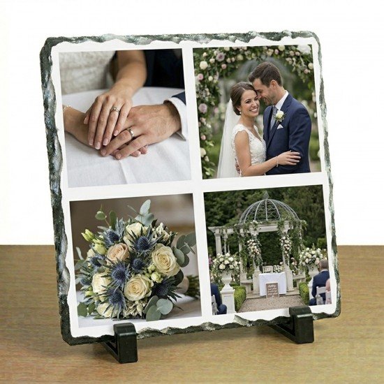 Personalised Photo Slate Rock Plaque 14x14cm