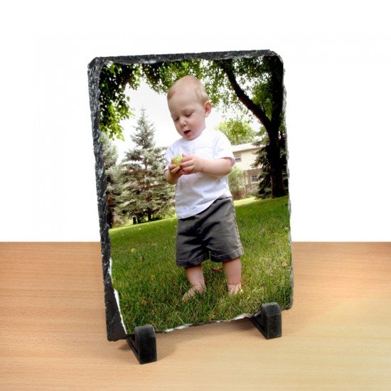 Personalised Photo Slate Rock Plaque 14x19cm