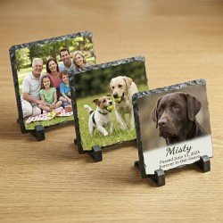 Personalised Photo Slate Rock Plaque 14x14cm