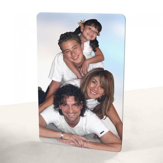 Personalised 5x7 inch White Metal Desk Photo Panel