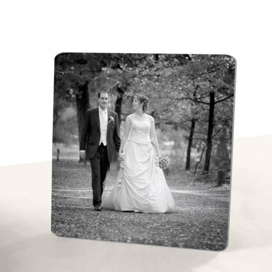 Personalised 5 inch Square White Metal Desk Photo Panel