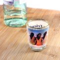 Add Your Own Photos And Custom Text To Create A Unique Shot Glass. Personalised Photo & Text Shot Glass - Gold Rim