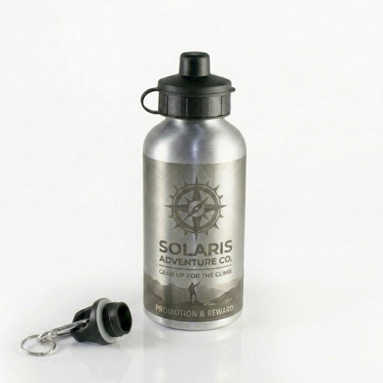Personalised Silver Photo & Text Metal Water Bottle 500ml