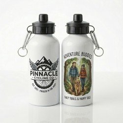Personalised White Photo & Text Metal Water Bottle 500ml