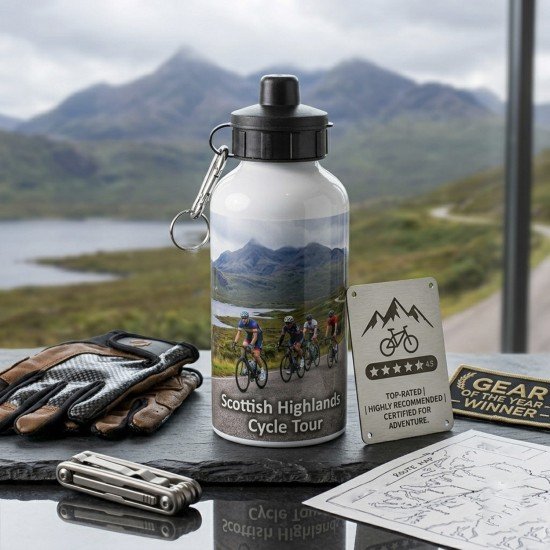 Personalised White Photo & Text Metal Water Bottle 500ml